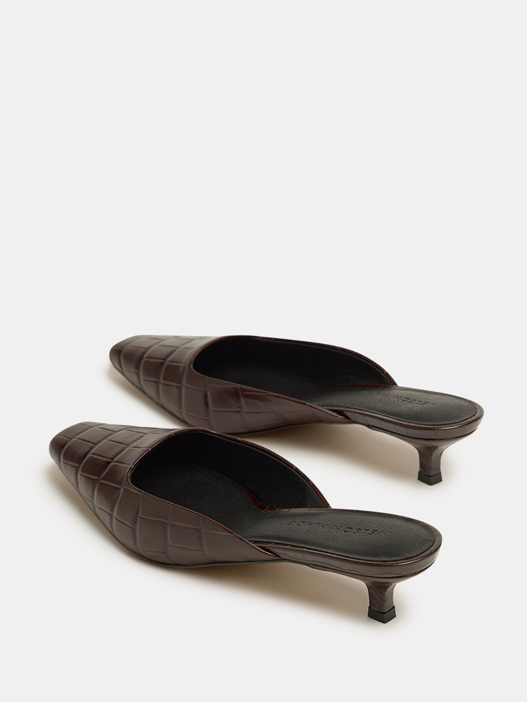 Nelson Made | Mimi Mule in Choc Brown Croc Leather | The UNDONE