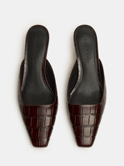 Nelson Made | Mimi Mule in Choc Brown Croc Leather | The UNDONE