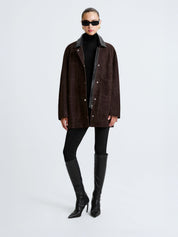 Nour Hammour | Barn Modern Suede Jacket in Brown Mocha | The UNDONE