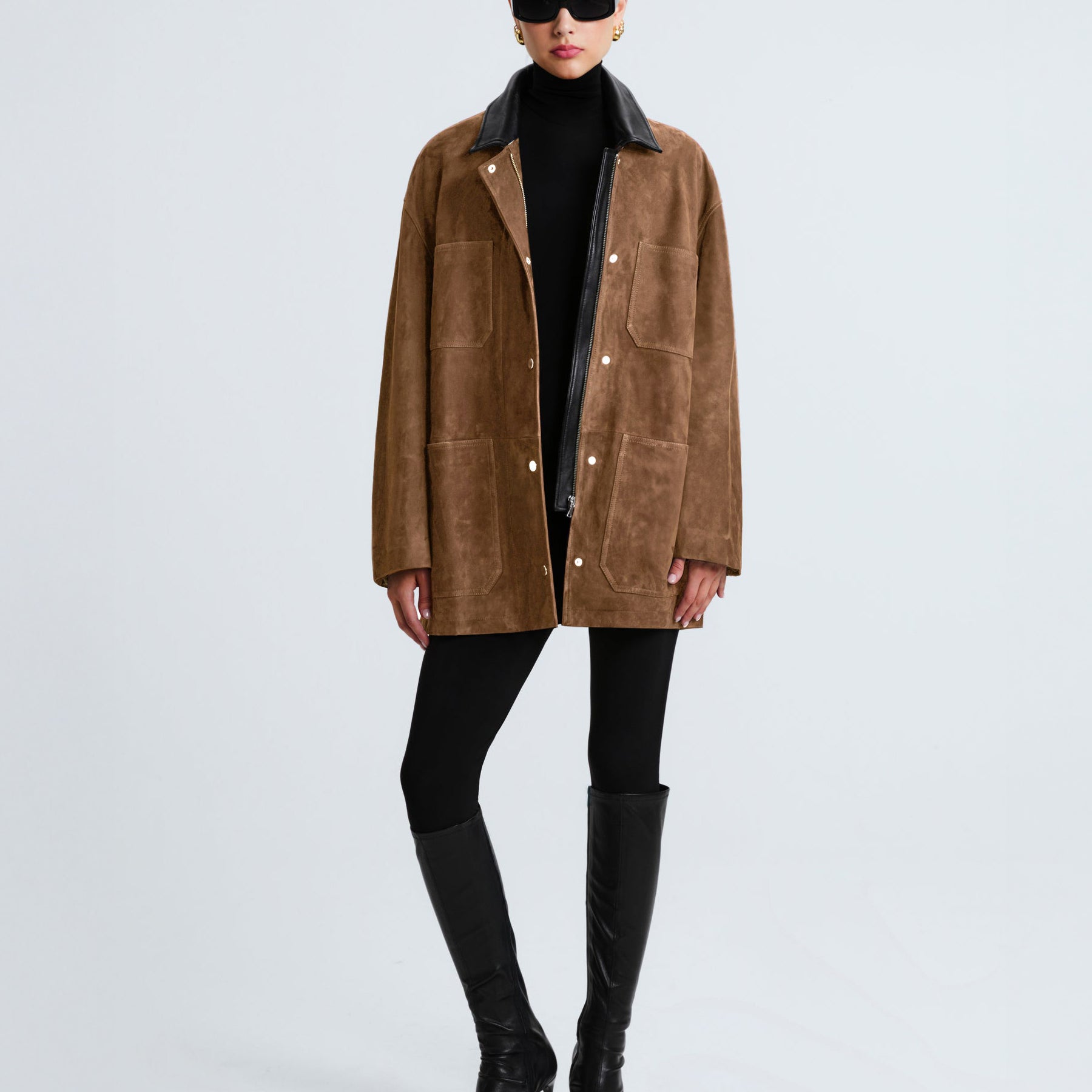 Nour Hammour | Barn Modern Suede Jacket in Tan Tobacco | The UNDONE