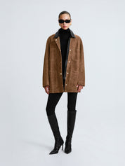 Nour Hammour | Barn Modern Suede Jacket in Tan Tobacco | The UNDONE