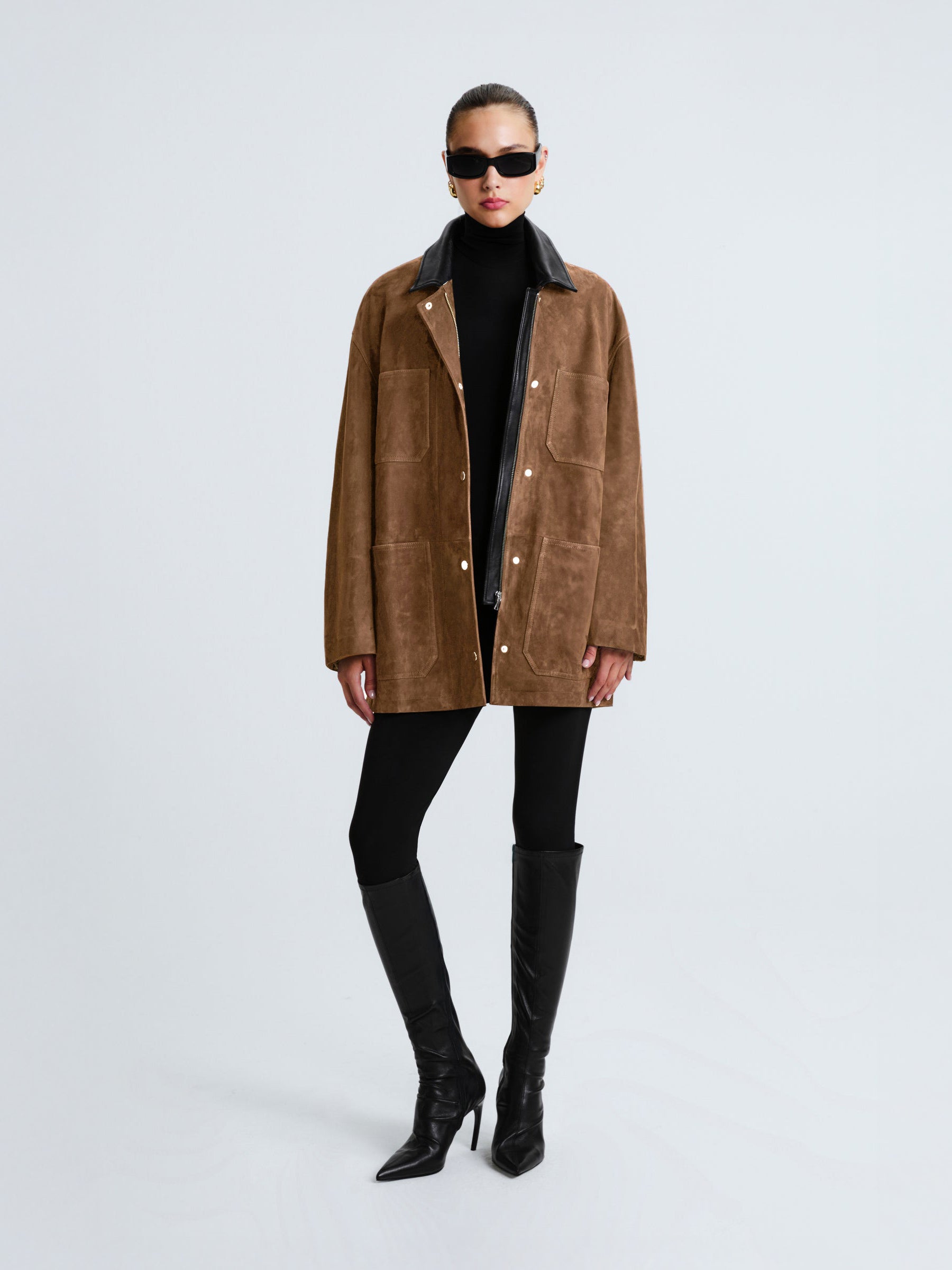 Nour Hammour | Barn Modern Suede Jacket in Tan Tobacco | The UNDONE