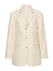 POSSE | Leon Blazer in Beige Pinstripe | The UNDONE