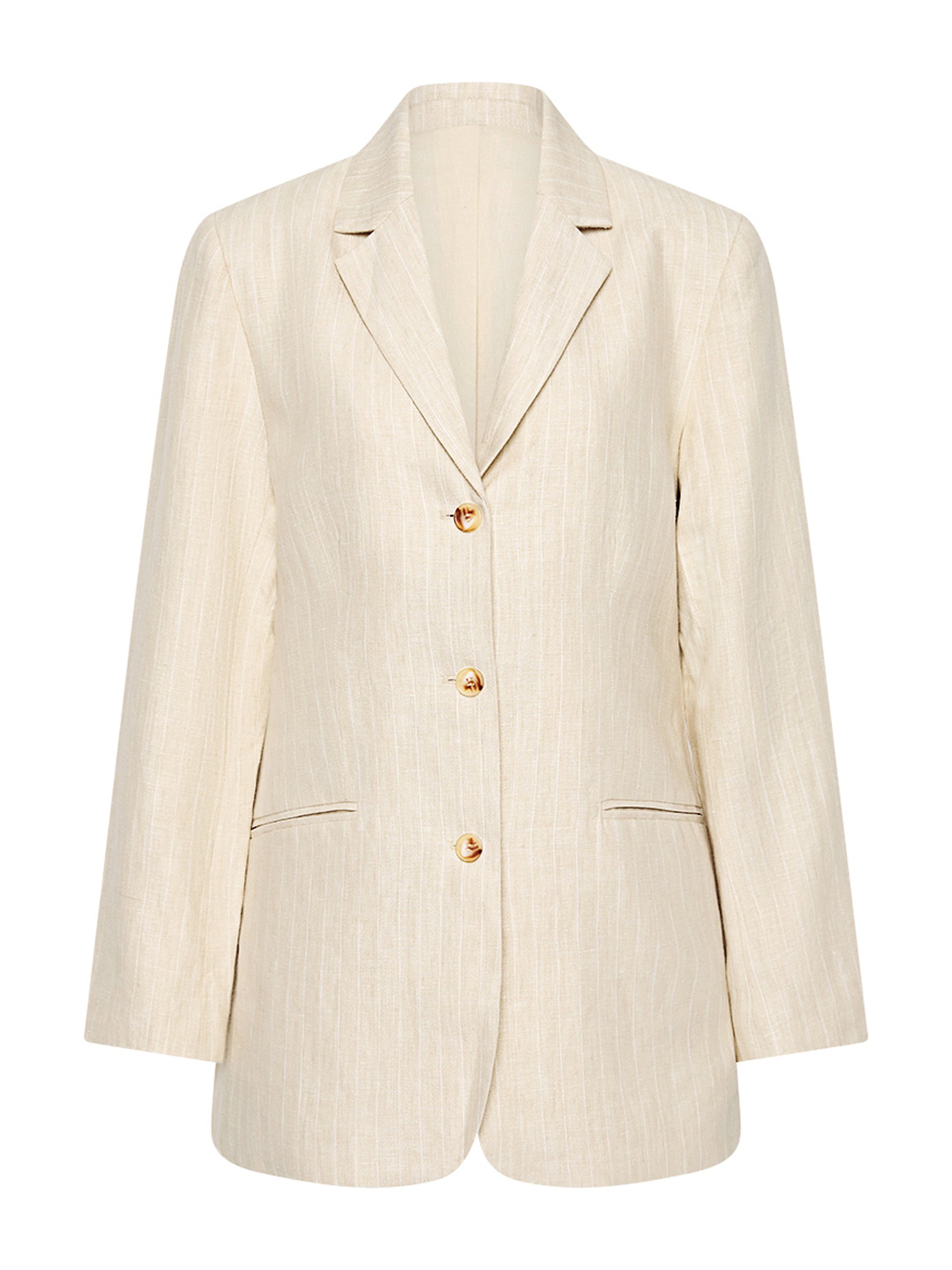POSSE | Leon Blazer in Beige Pinstripe | The UNDONE