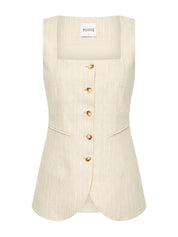 POSSE | Lucille Gilet in Beige Pinstripe | The UNDONE