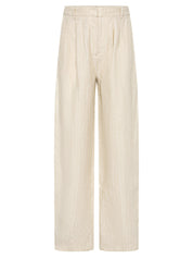 POSSE | Lucille Trouser in Beige Pinstripe | The UNDONE
