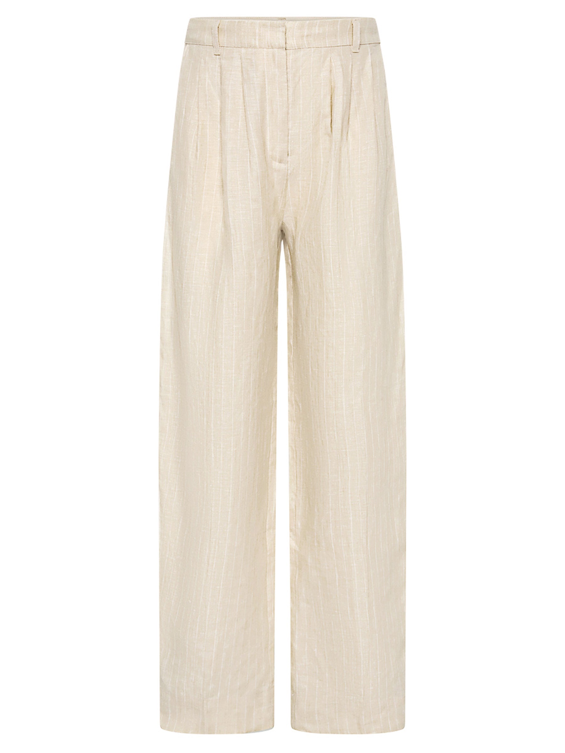 POSSE | Lucille Trouser in Beige Pinstripe | The UNDONE