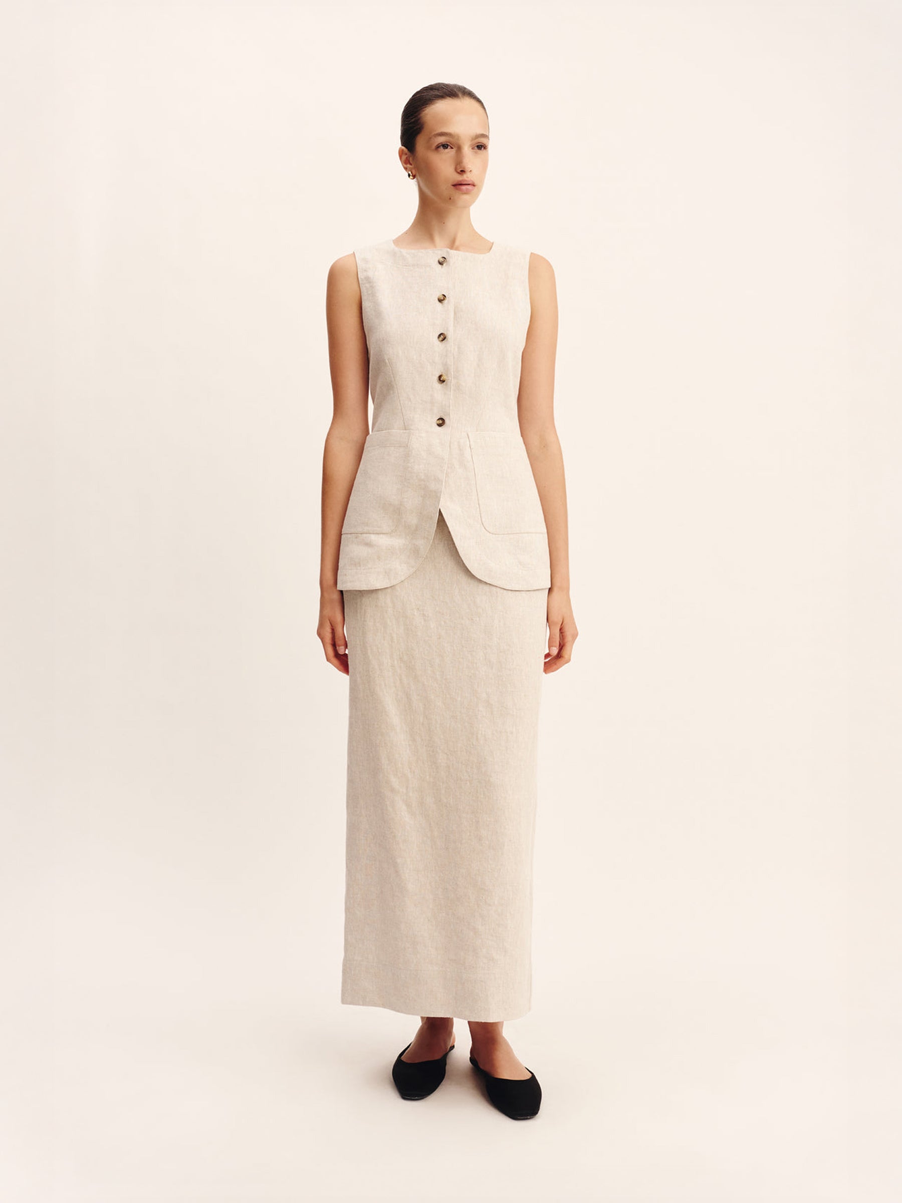 POSSE | Emma Pencil Skirt in Beige Natural | The UNDONE