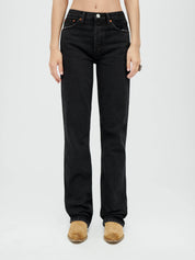 RE/DONE | High Rise Loose Jean in Washed Black | The UNDONE