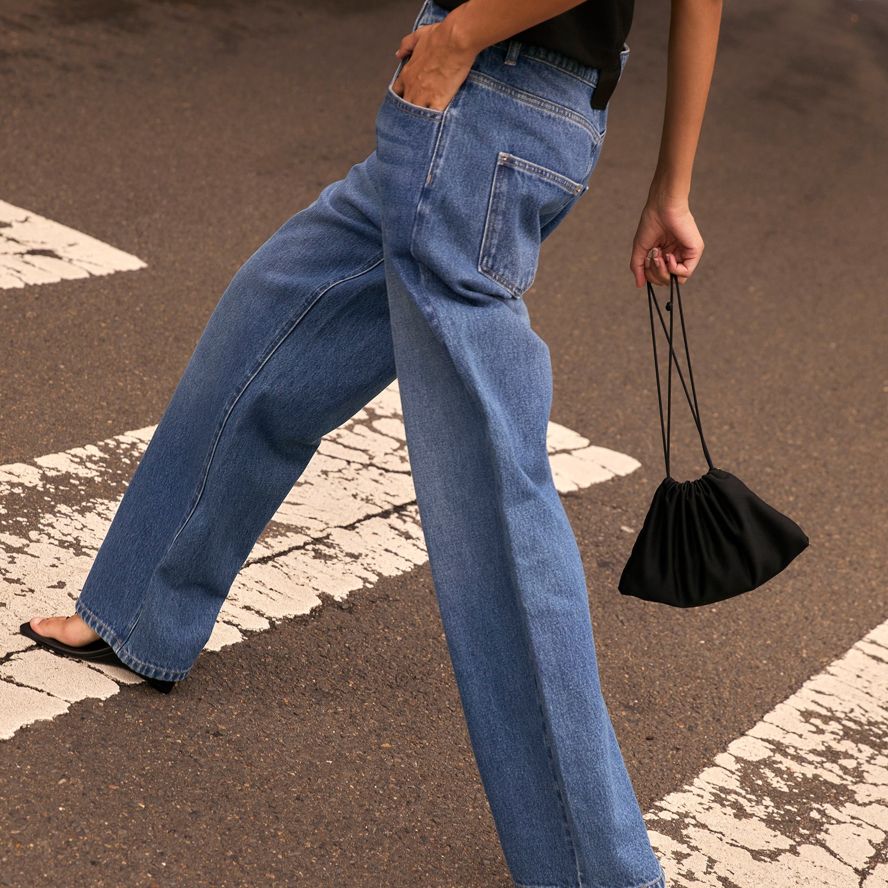 The Everyday Pouch Bag in Black Wool | The UNDONE
