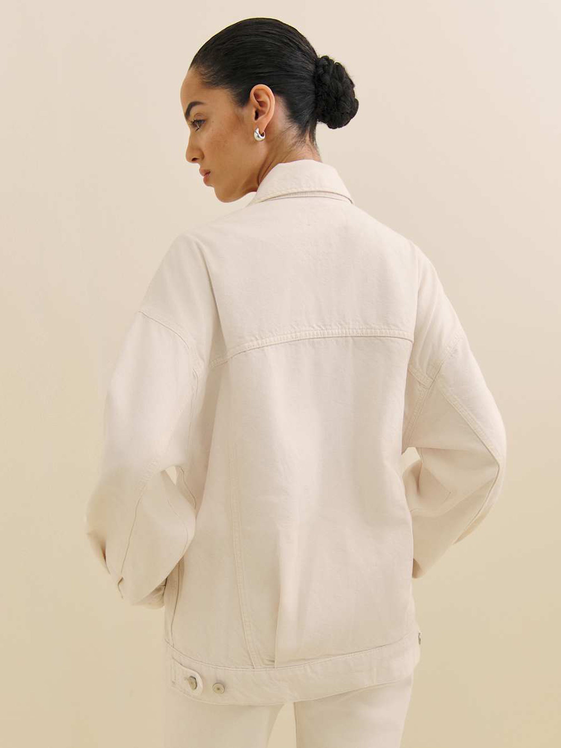 Reformation | Brooks Oversized Denim Jacket in White Fior Di Latte