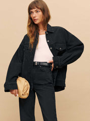 Reformation | Brooks Oversized Denim Jacket in Black Turano | The UNDONE