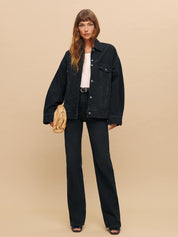 Reformation | Brooks Oversized Denim Jacket in Black Turano | The UNDONE