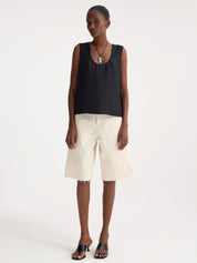 RÓHE | Baggy Fit Denim Shorts in White Ecru | The UNDONE