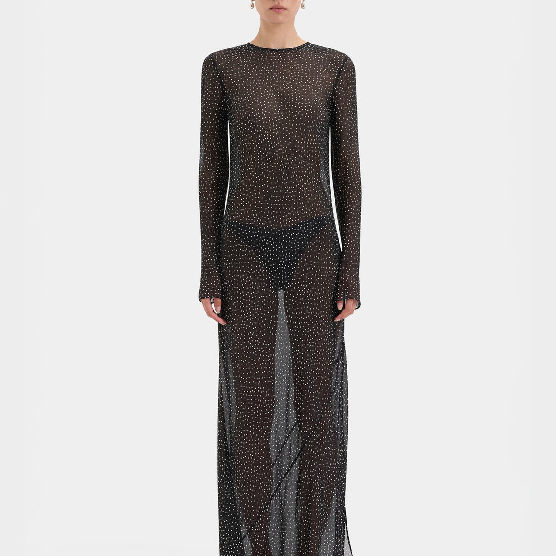 SIR THE LABEL | Lisander Long Sleeve Dress in Polka Dot Nero | The UNDONE