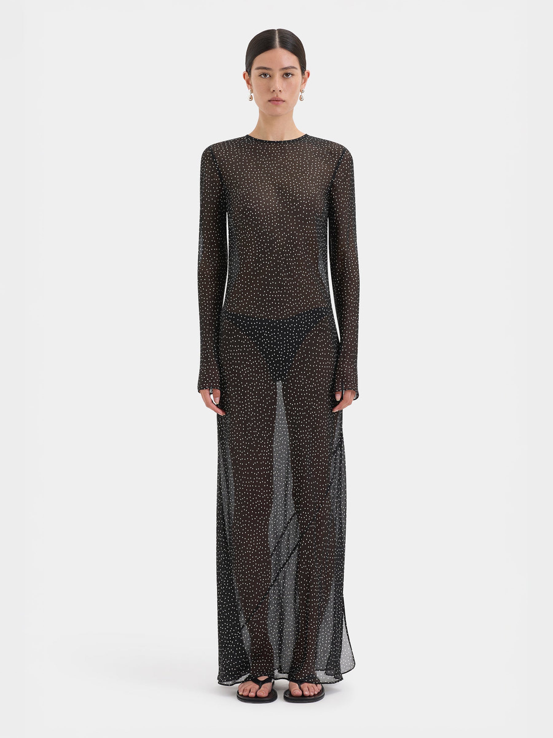 SIR THE LABEL | Lisander Long Sleeve Dress in Polka Dot Nero | The UNDONE