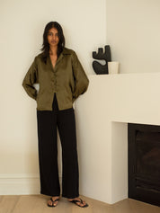 SAINT | Silk Elastic Waist Pant in Black | The UNDONE