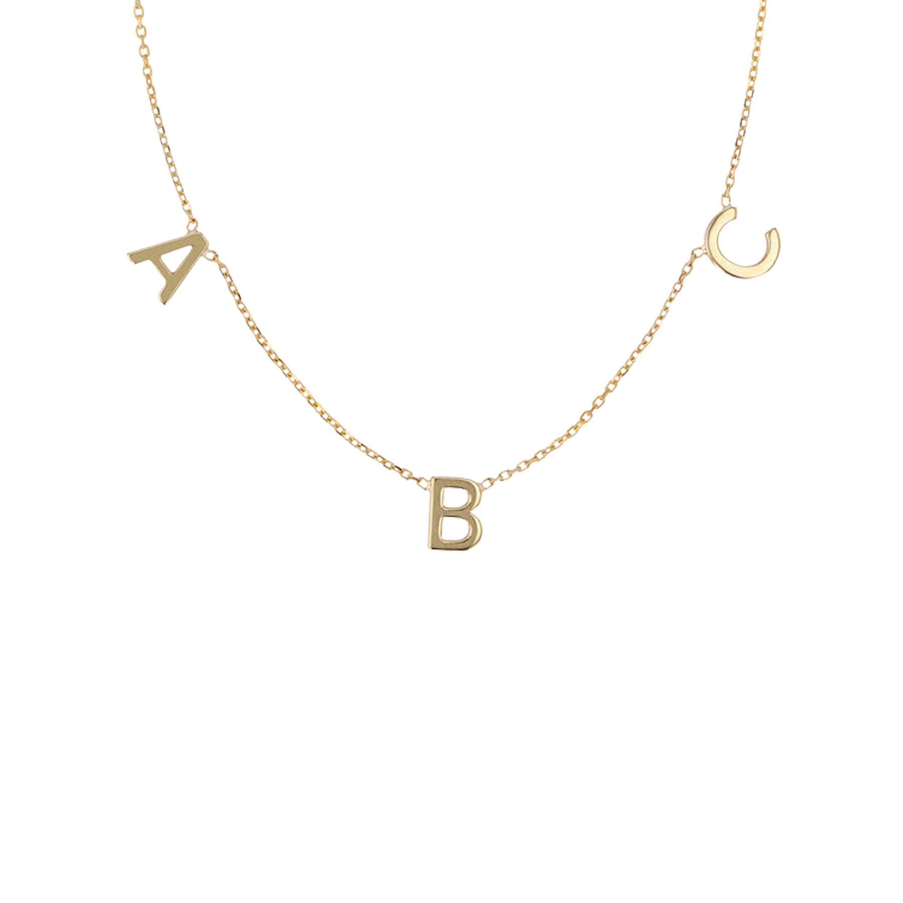 Sarah & Sebastian | Multi Petite Letter Necklace in 14K Yellow Gold | The UNDONE
