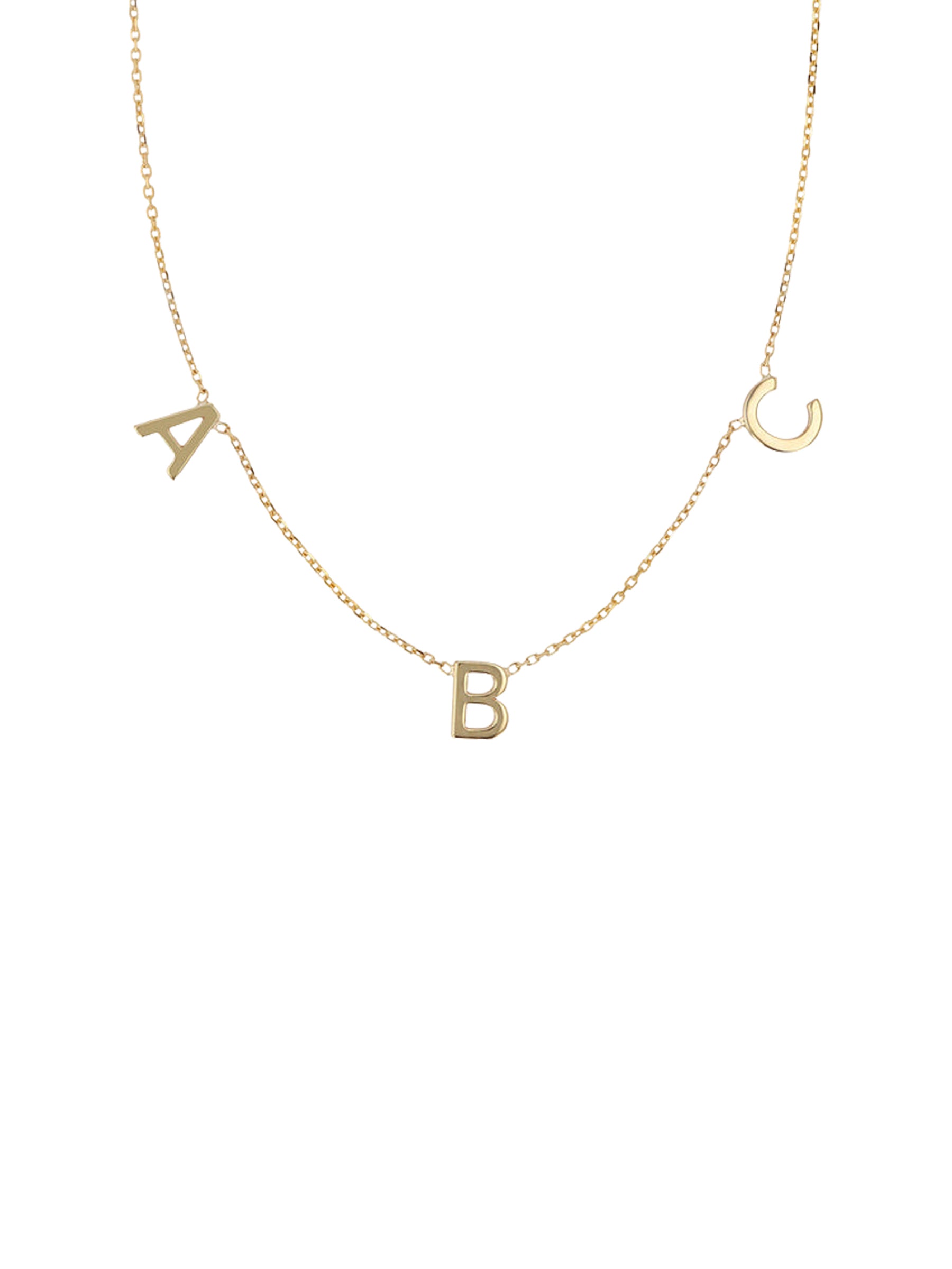Sarah & Sebastian | Multi Petite Letter Necklace in 14K Yellow Gold | The UNDONE