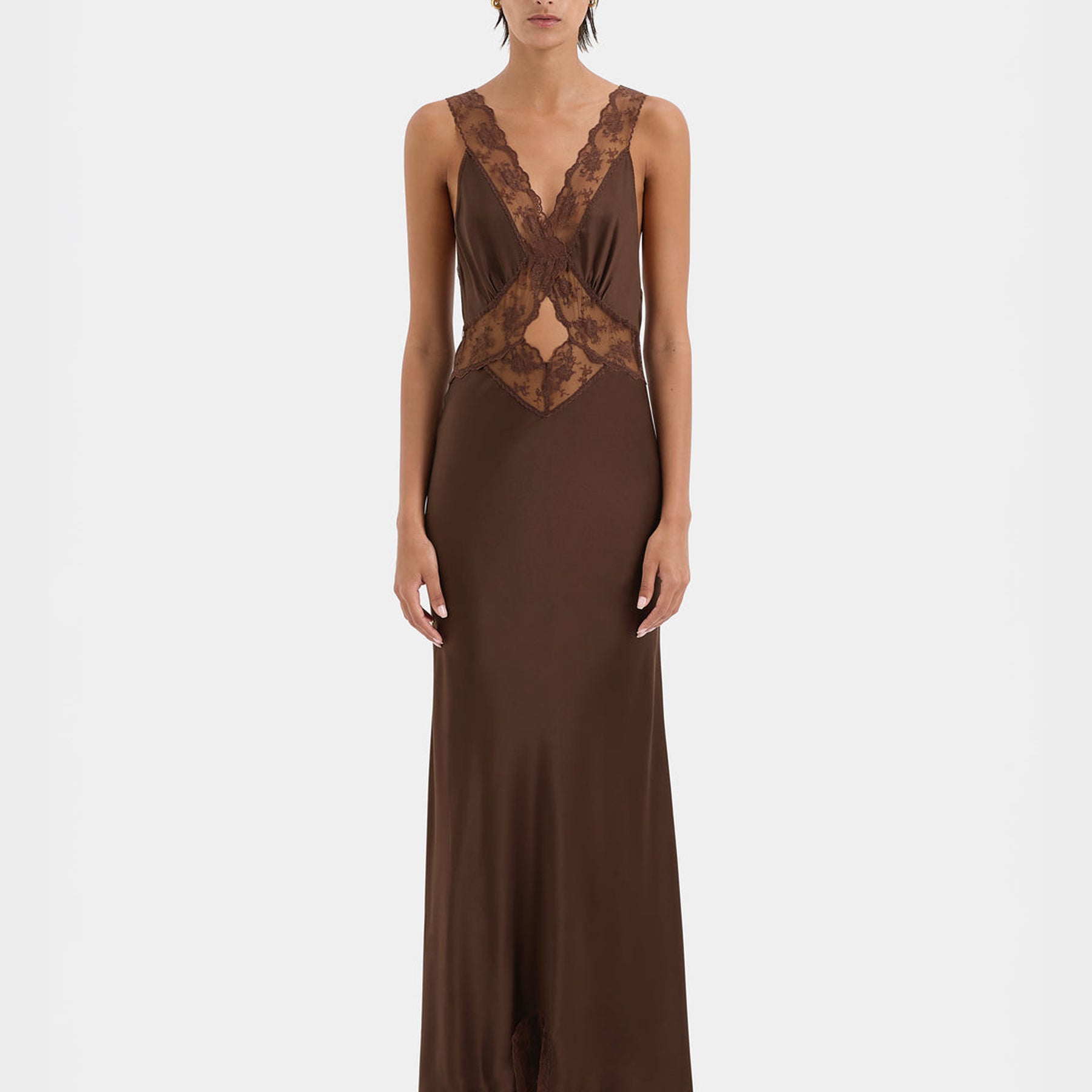 SIR THE LABEL | Aries Cut Out Gown in Chocolate Brown | The UNDONE