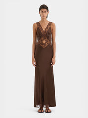 SIR THE LABEL | Aries Cut Out Gown in Chocolate Brown | The UNDONE