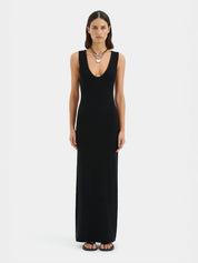 SIR THE LABEL | Chiara Scoop Neck Dress in Black | The UNDONE