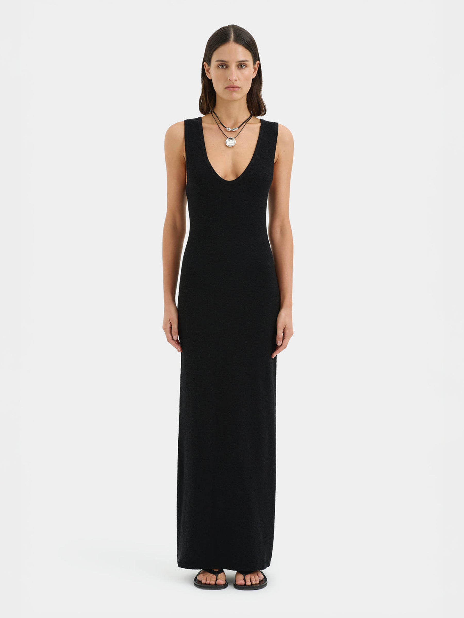 SIR THE LABEL | Chiara Scoop Neck Dress in Black | The UNDONE