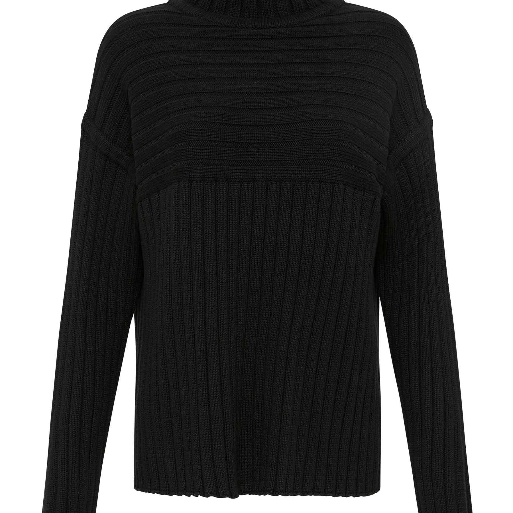 St. Agni | Mock Neck Rib Knit Jumper in Black | The UNDONE