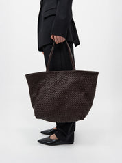 St. Agni | Large Woven Trapeze Bag in Chocolate Brown | The UNDONE