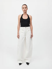 St. Agni | Mid Rise Balloon Jeans in White | The UNDONE