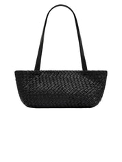 St. Agni | Petit Woven Trapeze Bag in Black | The UNDONE