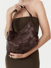St. Agni | Woven Mini Tote in Chocolate | The UNDONE