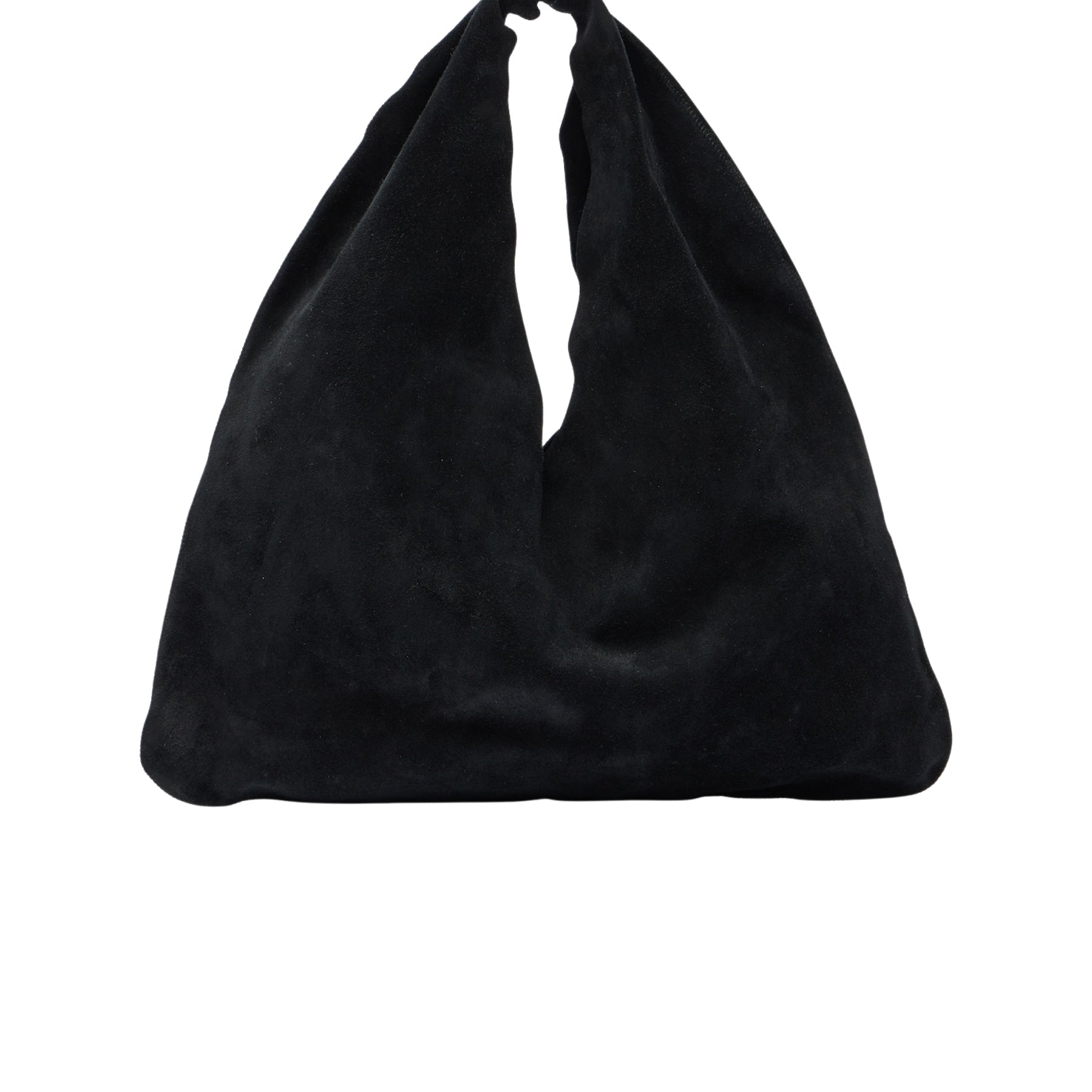 The Row | Bindle Small Suede Tote Bag in Black | The UNDONE