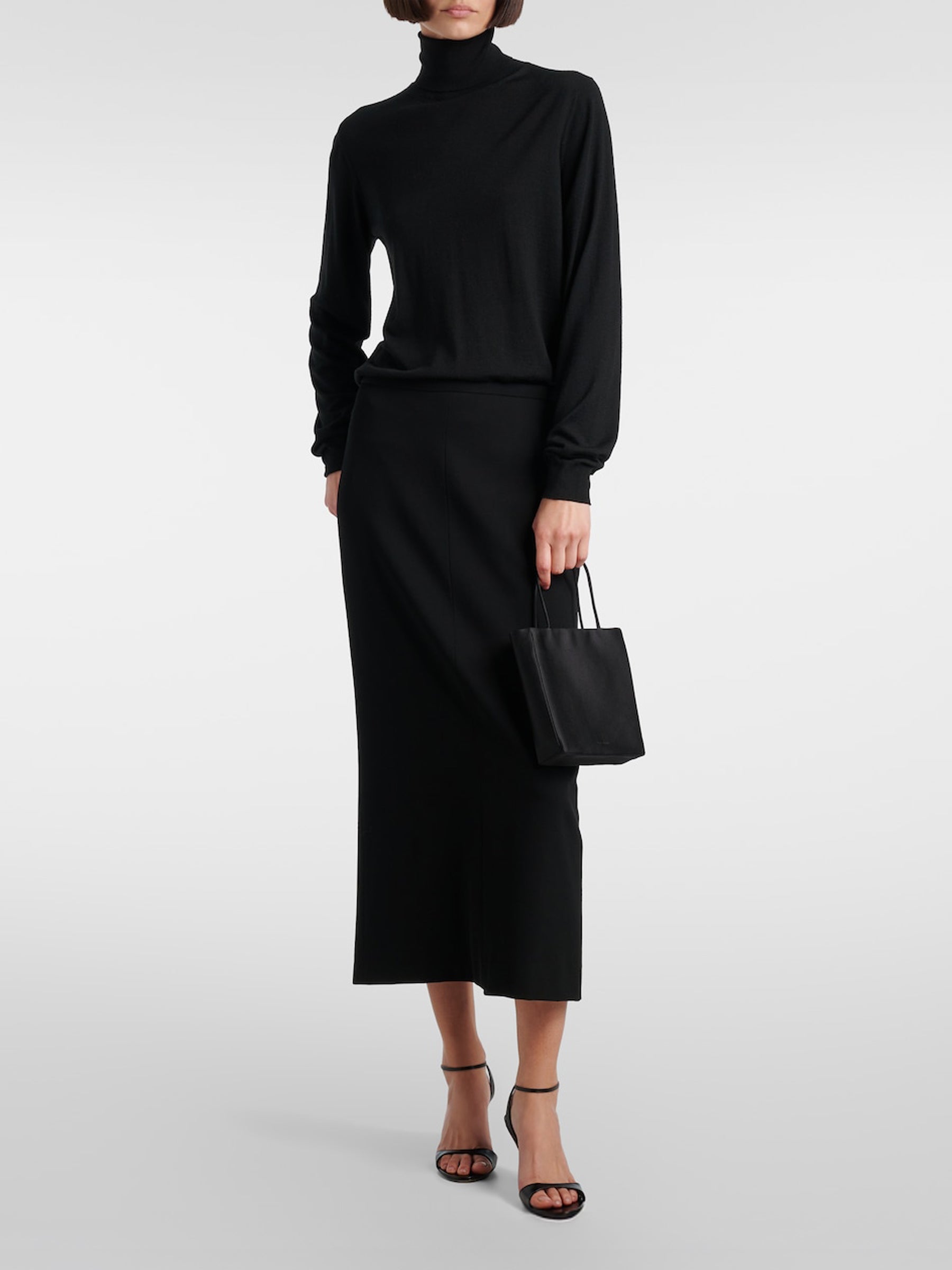 The Row | Cecily Mini Satin Shopper in Black | The UNDONE