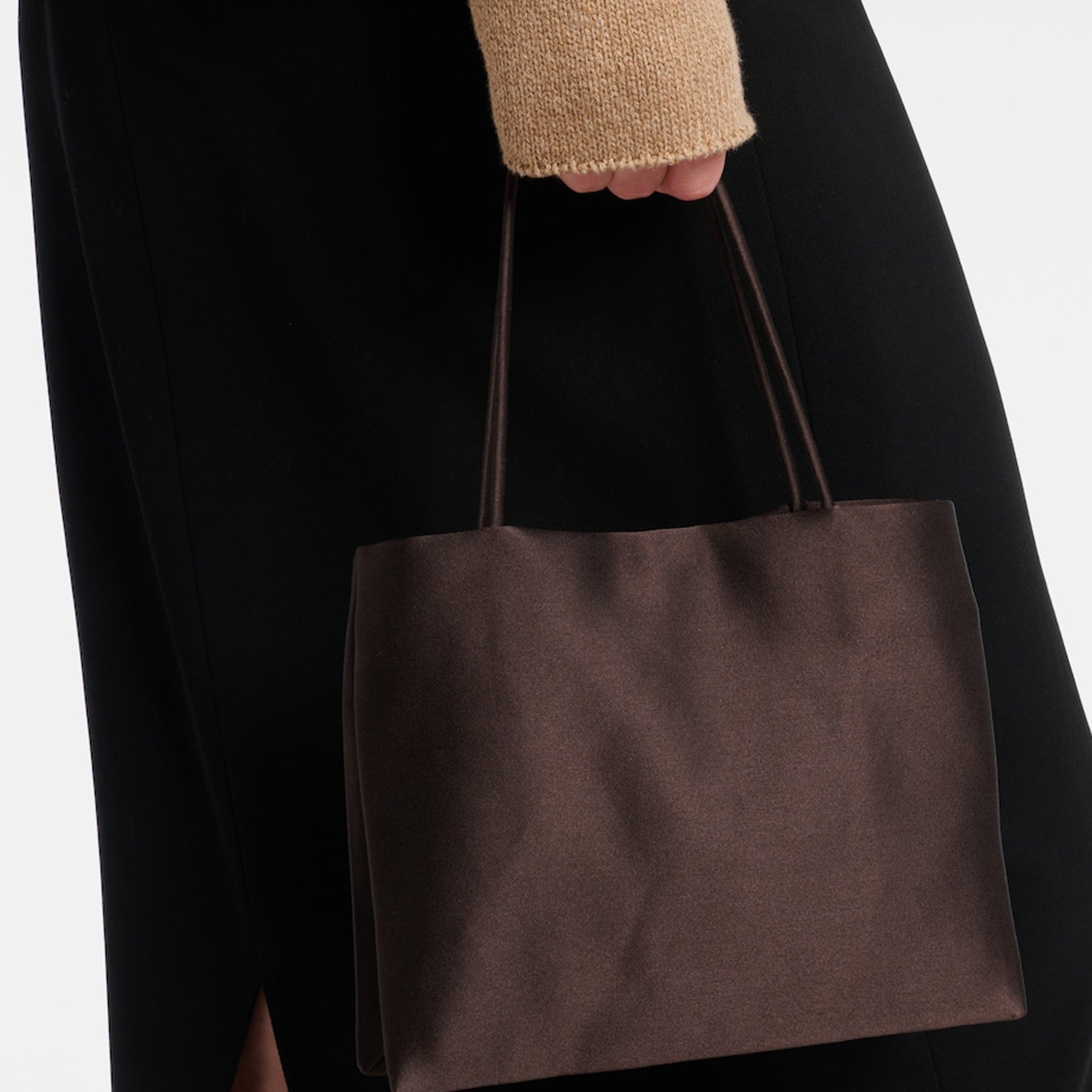 The Row | Cecily Satin Shopper in Brown | The UNDONE
