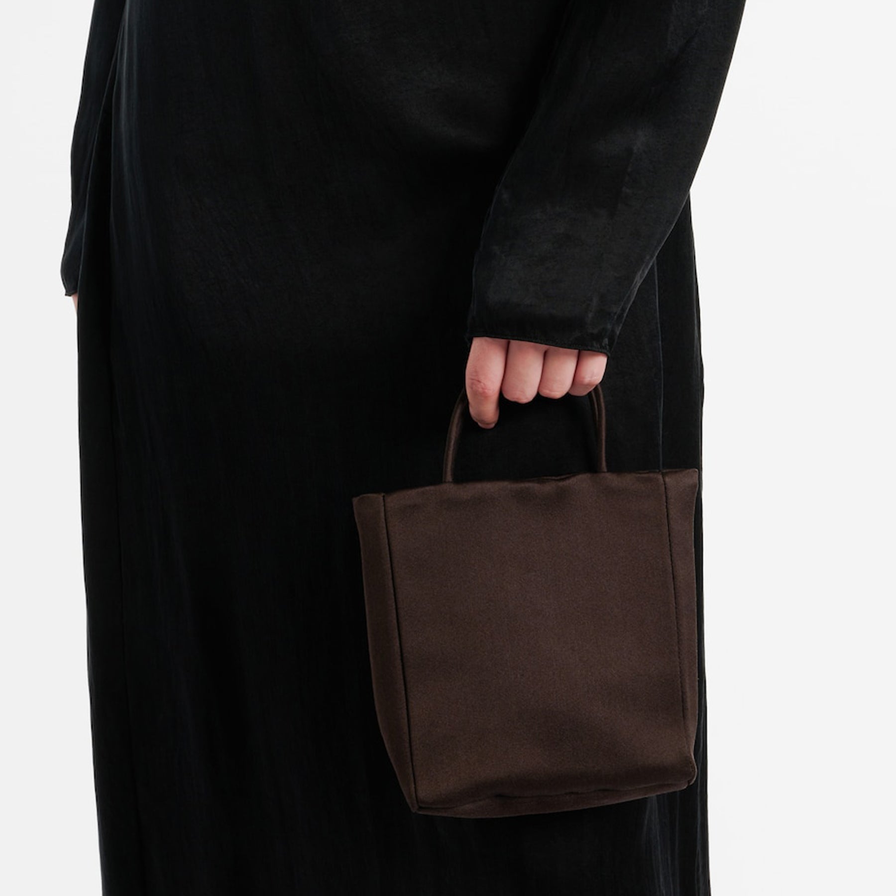 The Row | Cecily Satin Tote Bag in Brown | The UNDONE