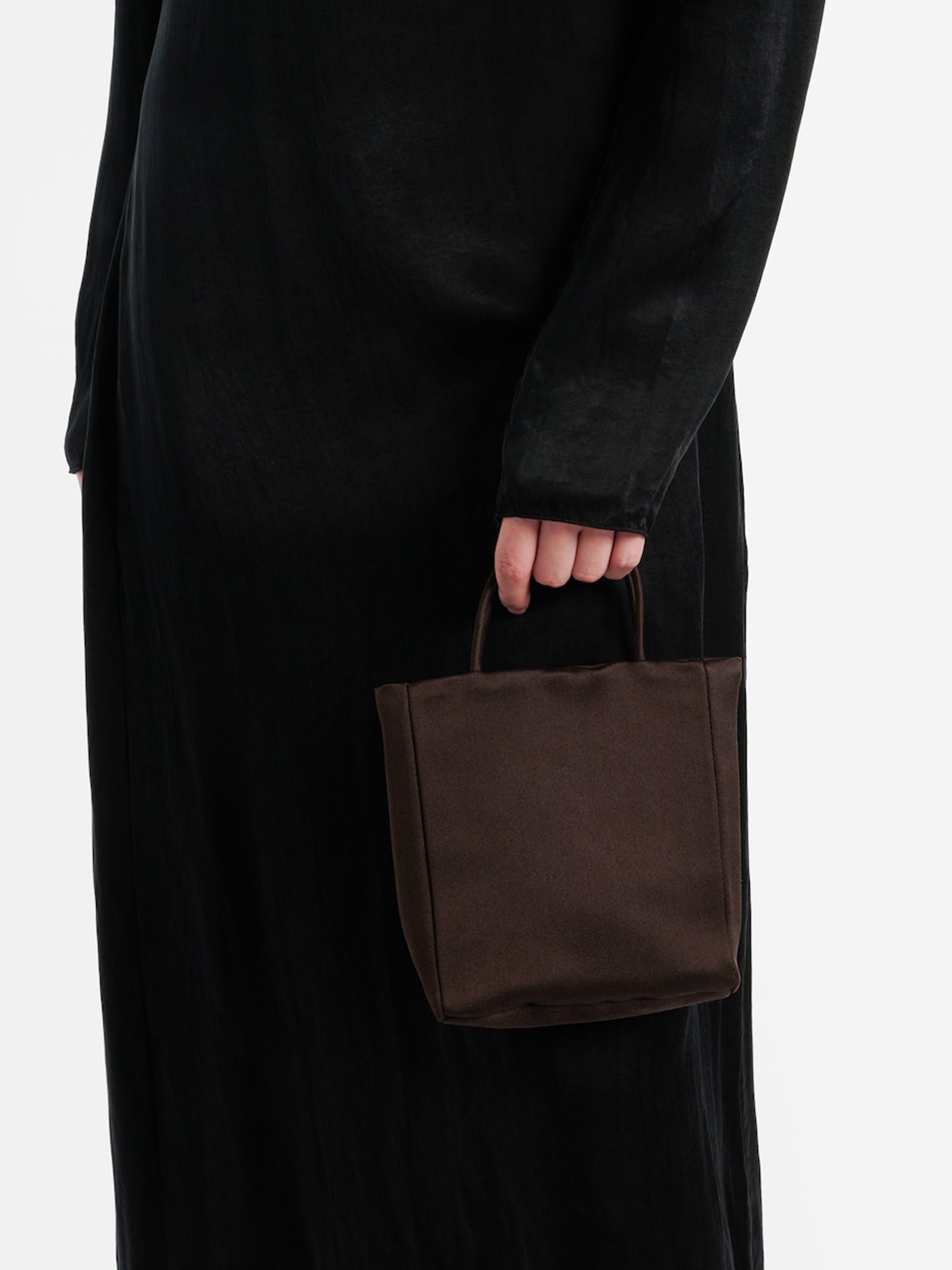 The Row | Cecily Satin Tote Bag in Brown | The UNDONE