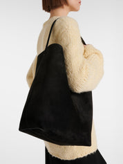 The Row | N/S Park Large Suede Tote Bag in Black | The UNDONE