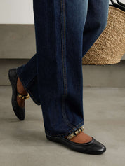 Tod's | Embellished Leather Ballet Flats in Black | The UNDONE