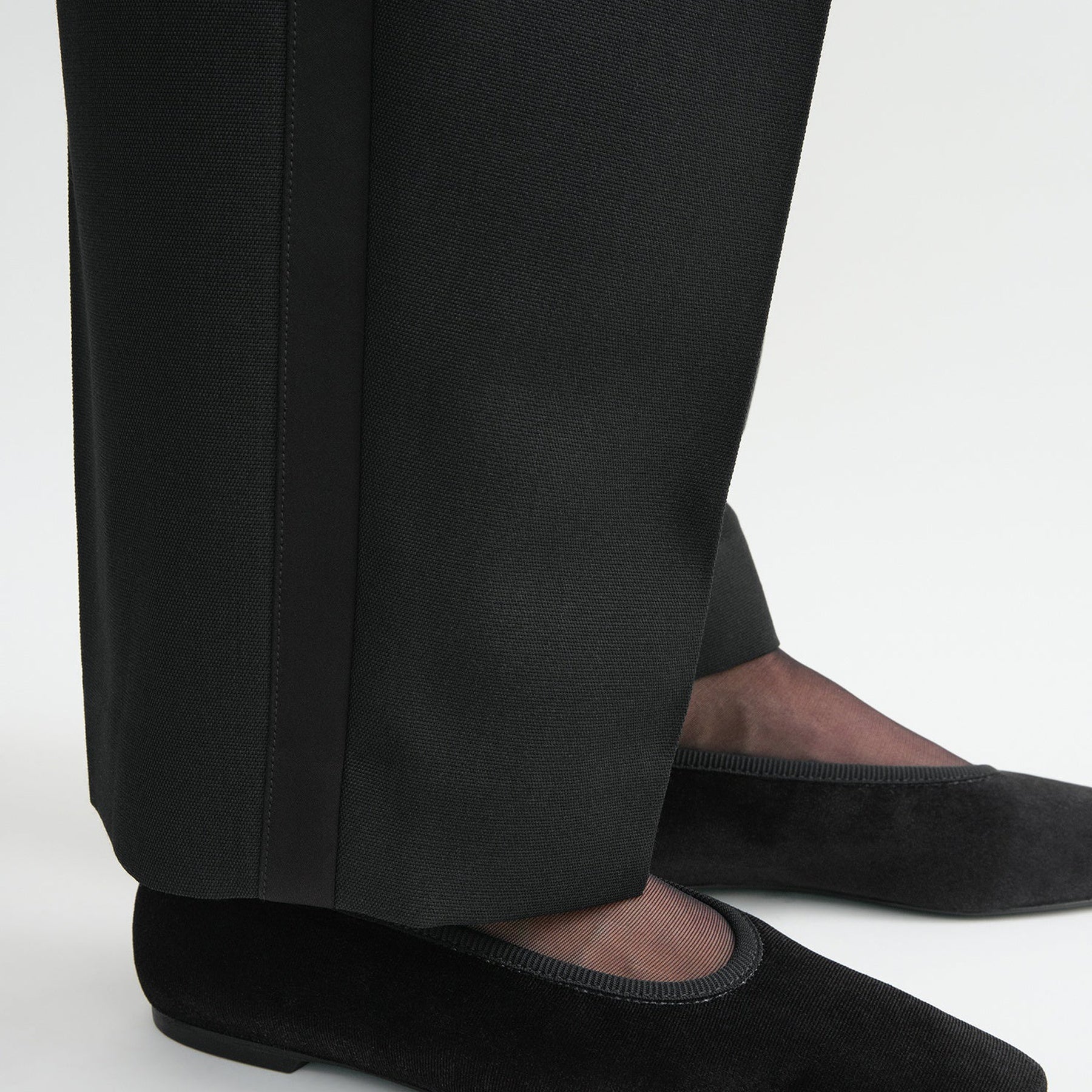 TOTEME | Minimalist Velvet Ballerinas in Black | The UNDONE