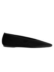 TOTEME | Minimalist Velvet Ballerinas in Black | The UNDONE