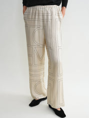 TOTEME | Monogram Silk PJ Bottoms in Ivory | The UNDONE