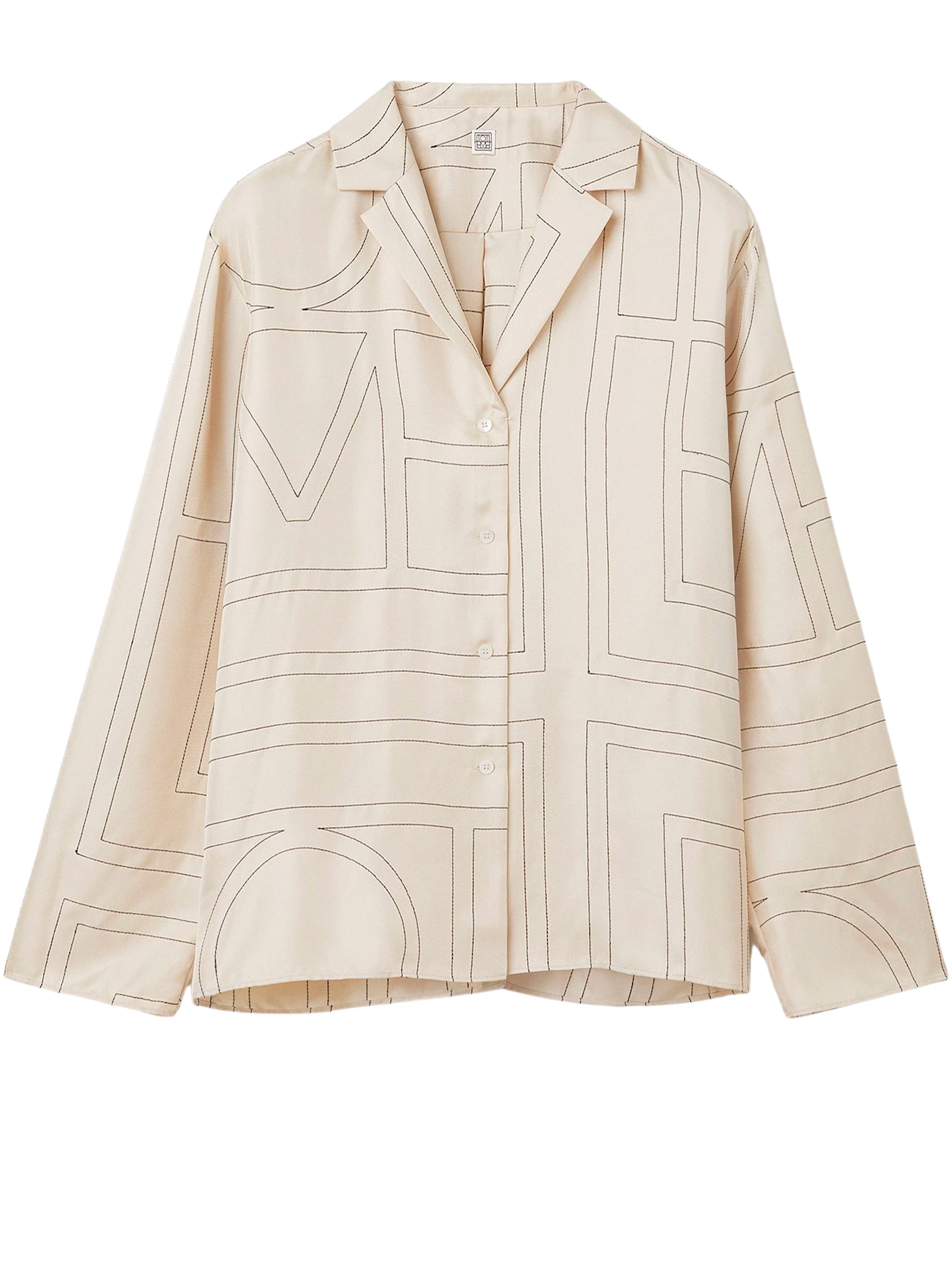 TOTEME | Monogram Silk Pj Top in Ivory | The UNDONE