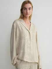 TOTEME | Monogram Silk Pj Top in Ivory | The UNDONE