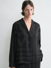 TOTEME | Monogram Silk Pj Top in Black | The UNDONE