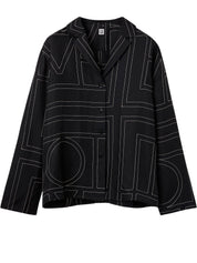 TOTEME | Monogram Silk Pj Top in Black | The UNDONE