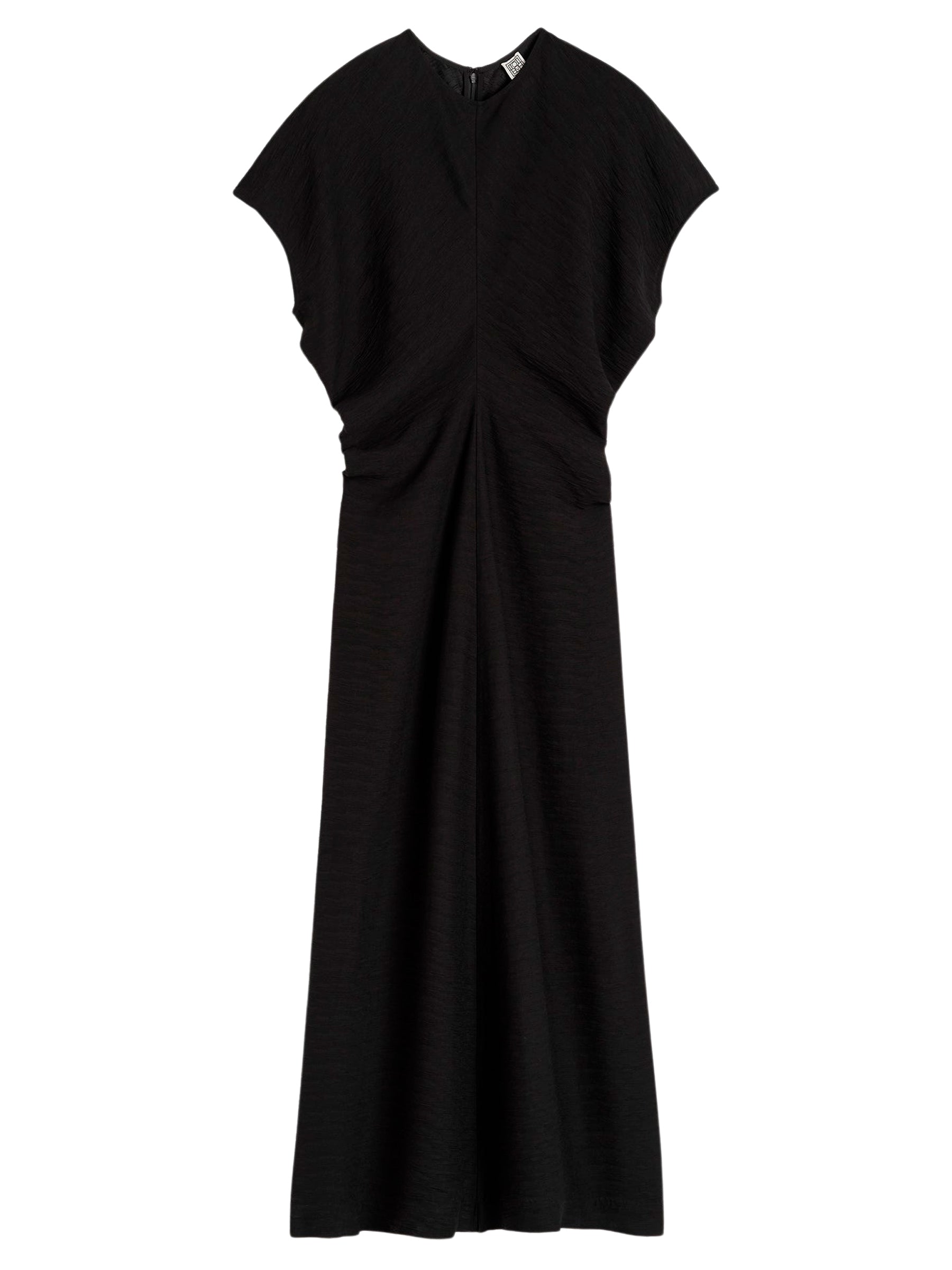 toteme crinkled slouch-waist midi-dress | Slouch Waist Dress in Black SIZE:XS Dry clean Shirred Bodice Maxi Dress leather oxford shoes