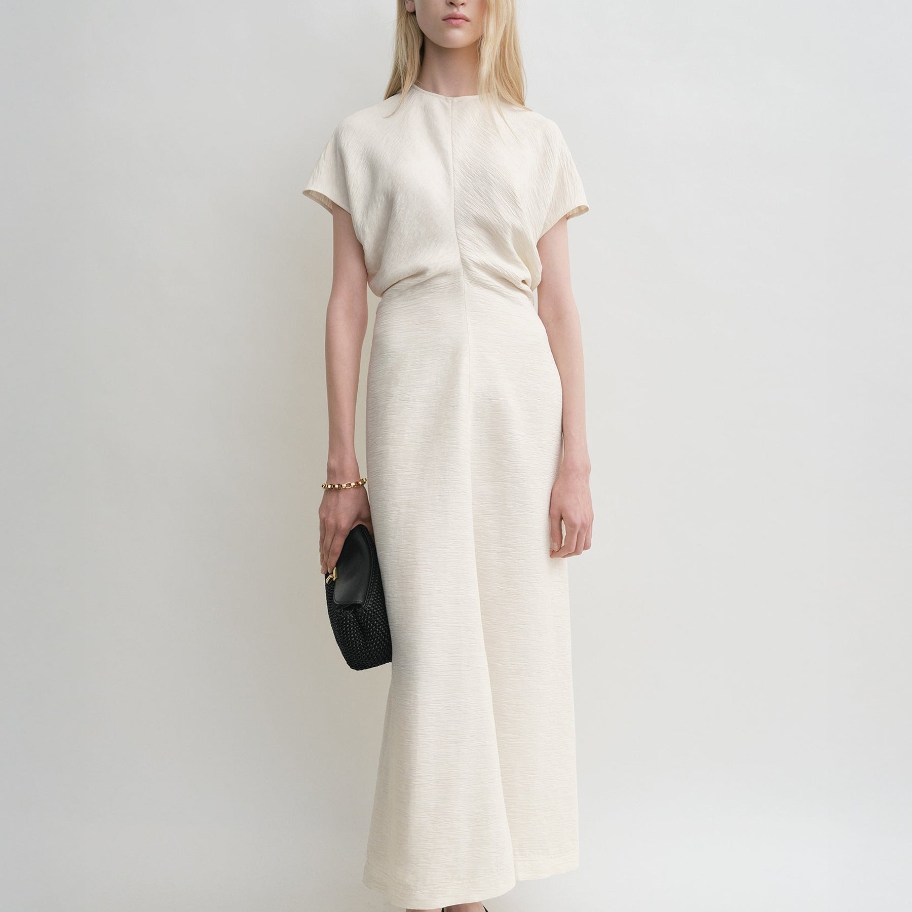TOTEME | Slouch Waist Crinkled Dress in Cream | The UNDONE