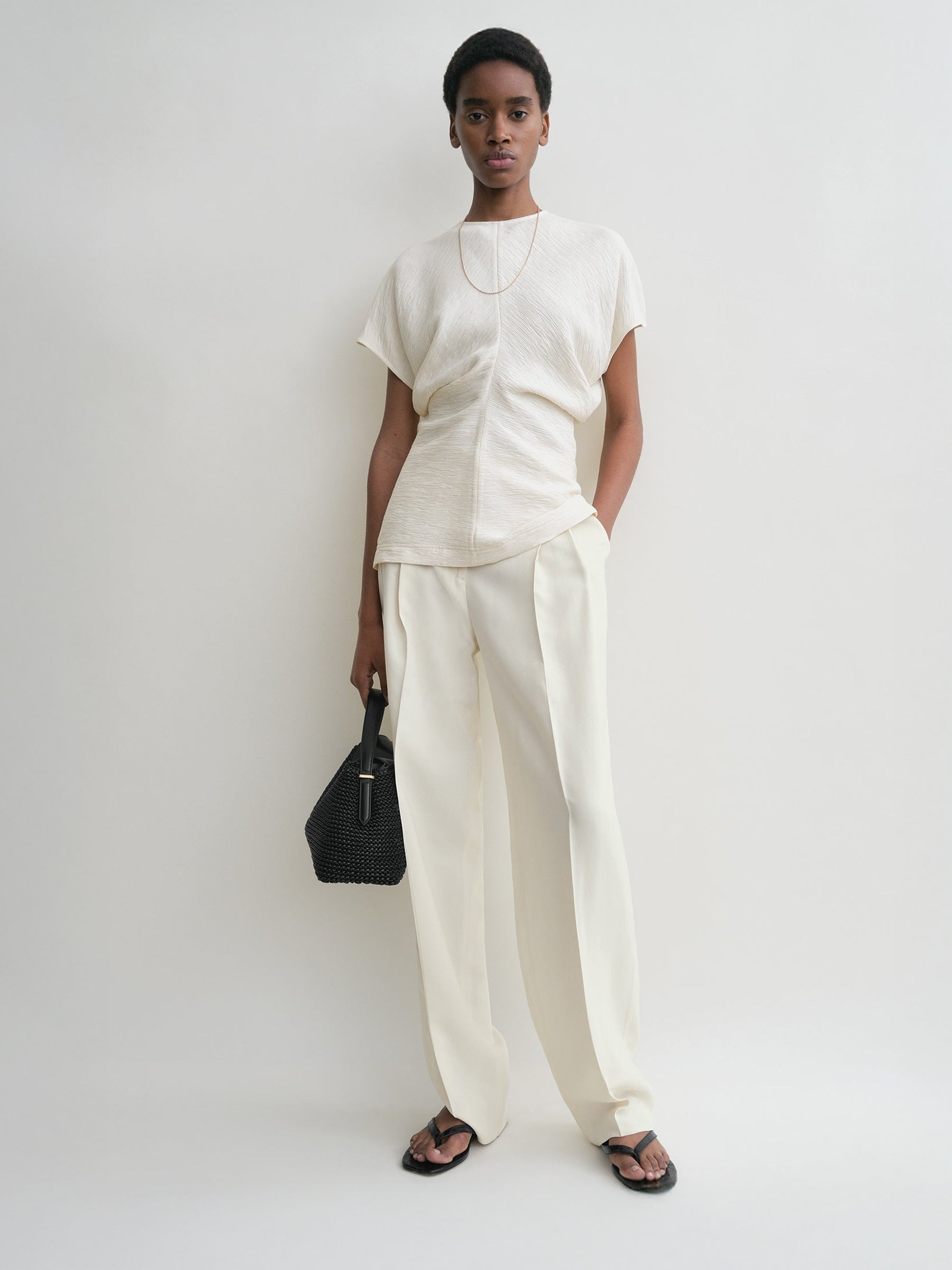 TOTEME | Slouch Waist Crinkled Top in Cream