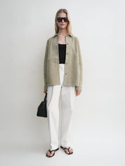 TOTEME | Soft Suede Shirt in Beige Desert | The UNDONE